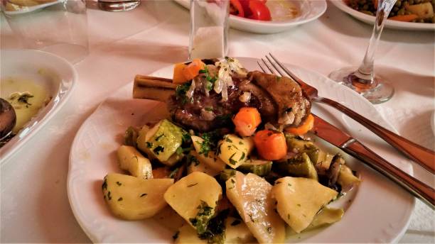 istock Yummy lamb stew with potatoes in Greece 1256204281