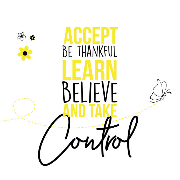 Accept, be thankful, learn, believe and take control - 7 effective ways to let go and move on vector art illustration