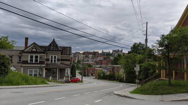 Sherbrooke Viewpoint on the urban landscape of the City of Sherbrooke in the Eastern Townships region of Quebec. sherbrooke quebec stock pictures, royalty-free photos & images