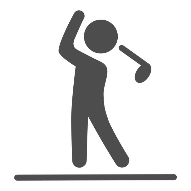 Golfer silhouette solid icon, golf concept, Man swinging golf sign on white background, Golf player icon in glyph style for mobile concept and web design. Vector graphics. Golfer silhouette solid icon, golf concept, Man swinging golf sign on white background, Golf player icon in glyph style for mobile concept and web design. Vector graphics golf symbols stock illustrations