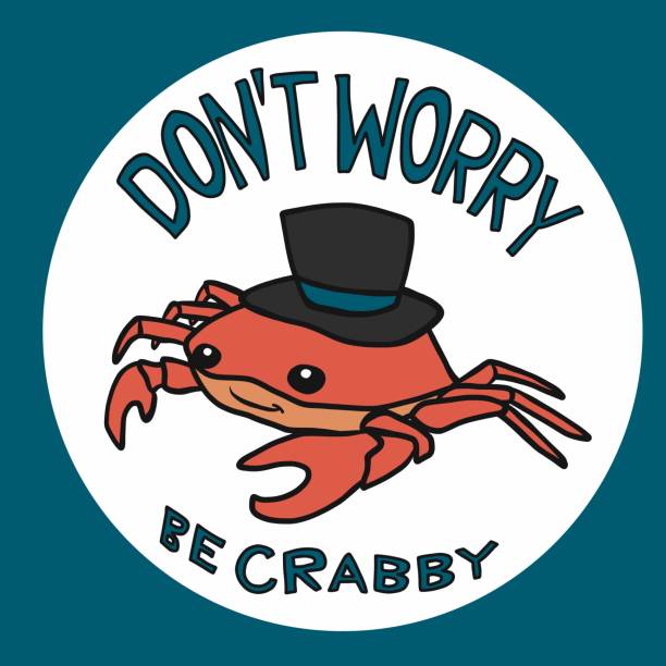 ilustrações de stock, clip art, desenhos animados e ícones de don't worry be crabby, crab wear hat cartoon vector illustration - sea ideas concepts crab