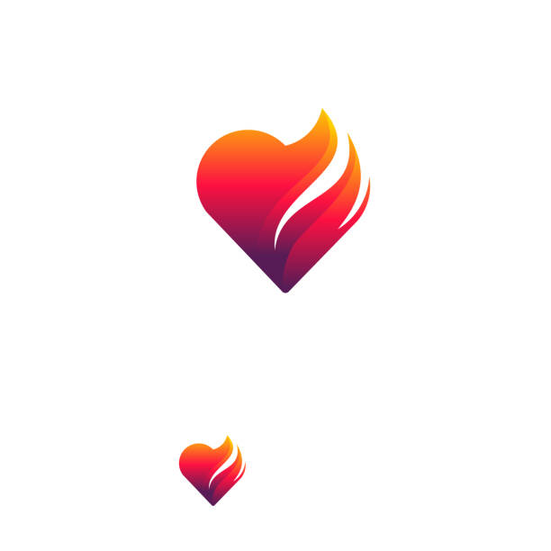 kuvapankkikuvitukset aiheesta fire heart logo suunnittelee konseptivektoria, love fire -logosymbolikuvaketta - heart flame