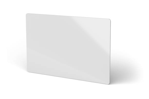 istock White plastic ID card with rounded corners template mockup isolated on white. 1256232017