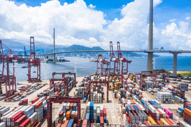 istock Kwai Tsing Container Terminals from drone view 1256233841
