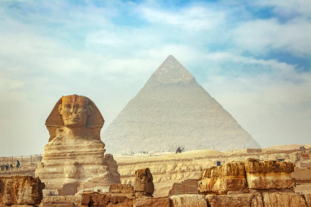 istock Ancient sphinx and pyramids, symbol of Egypt 1256234683