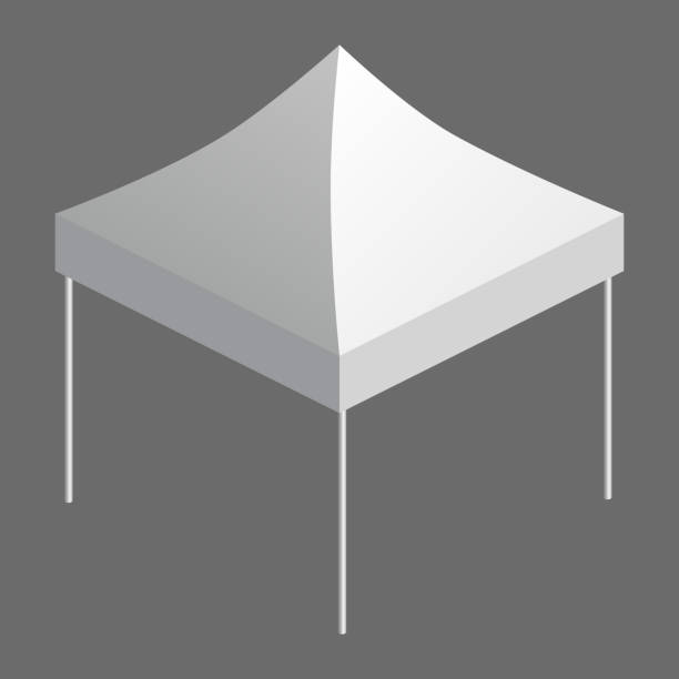 istock Tent trade event isometry, promotional outdoor advertising canopy mobile. Template vector isolated illustration 1256238462