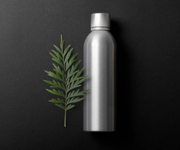 istock Black aluminum water bottle mockup 1256238640