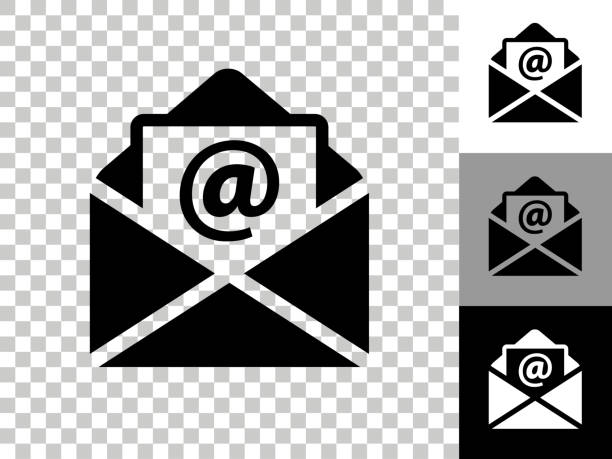 illustrations, cliparts, dessins animés et icônes de icône de lettre sur l’arrière-plan transparent de damier - envelope mail letter multi colored