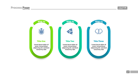 Three Steps Project Process Chart Template For Presentation Stock ...