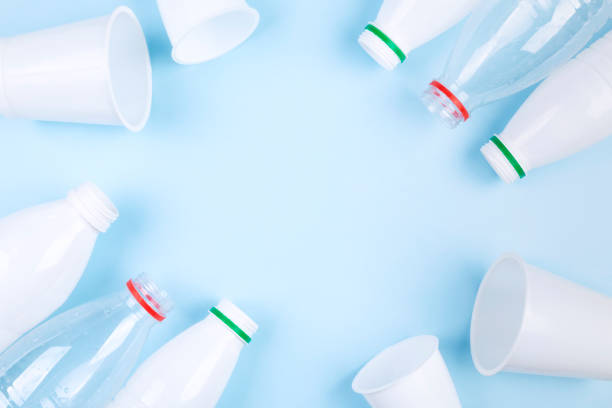 istock Concept of recycling plastic. Flat lay. Copy space 1256245370