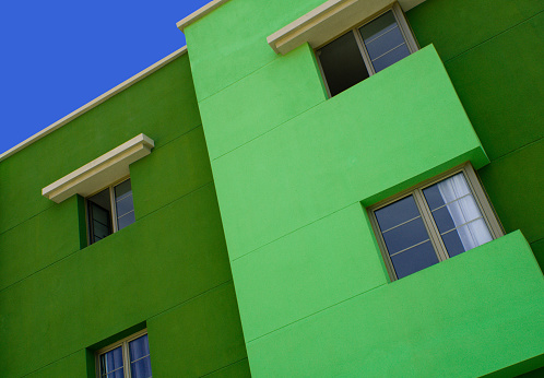 simple colorful facade and clear surfaces