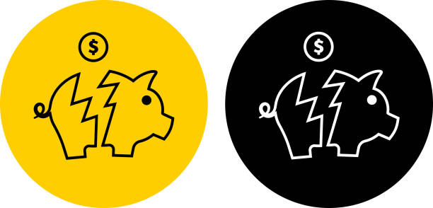illustrations, cliparts, dessins animés et icônes de tirelire cassée avec l’icône de pièce de dollar - piggy bank broken empty coin bank