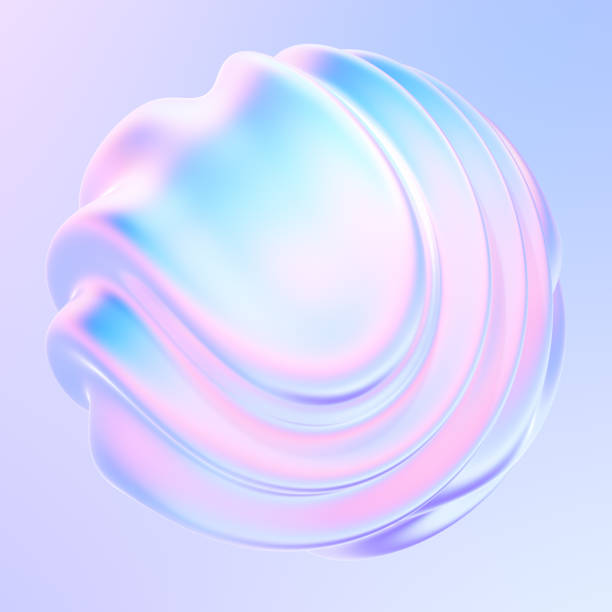istock Holographic liquid metal 3D shape design element for posters and banners 1256250337