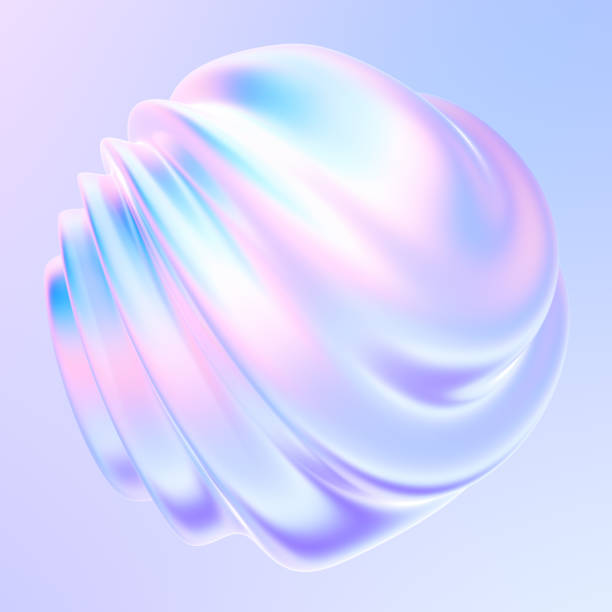 istock Fluid shape design element with waves and ripples in holographic colors 1256250352