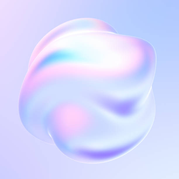 istock Liquid metal holographic shape in motion with flowing liquid shapes 1256250355