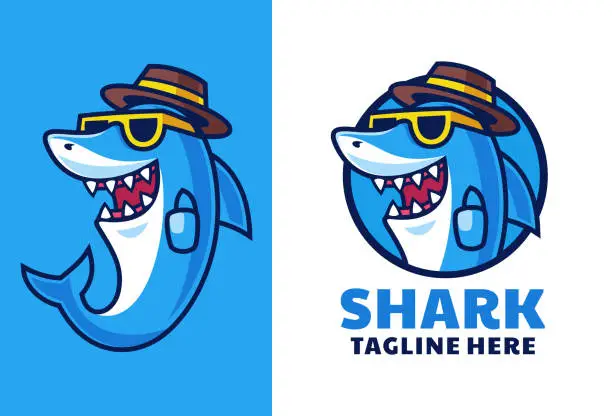 Vector illustration of Cartoon Shark mascot logo design
