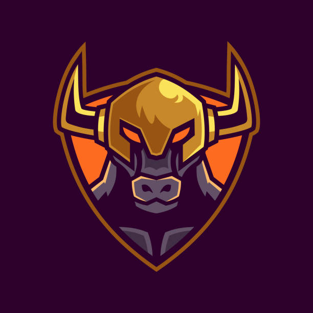 projekt sportowego logo minotaur bull - ox tail stock illustrations