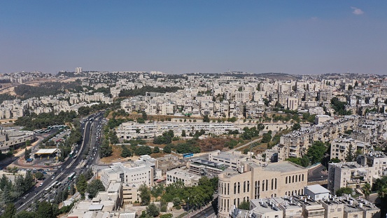 North Jerusalem romema,geula,sanhedria,ba ilan,  neighbourhood, Aerial view, Israel, 2020 summer