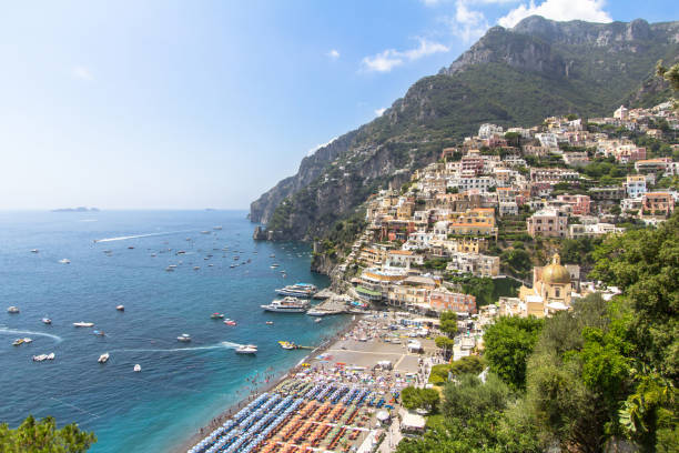 istock Stunning beach on Amalfi coast, Positano, Italy 1256254920