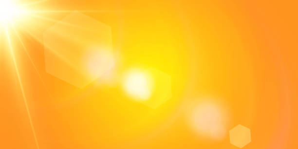黄色の背景に暖かい太陽。レト・ブリキ太陽線 - ときめき点のイラスト素材／クリップアート素材／マンガ素材／アイコン素材