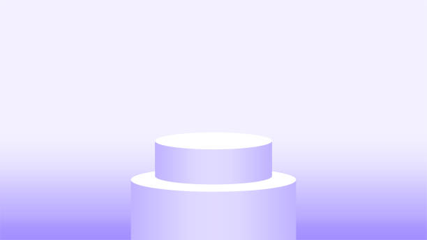istock 3d pedestal cylinder circle purple soft for cosmetics showcase, podium circle stage purple pastel soft color, platform 1 step for advertising copy space, one podium round for product display 1256257851