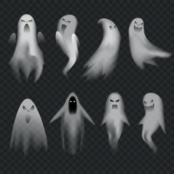  Ilustración de Conjunto De Fantasmas Realistas Aislados En Transparente Terror Fantasmas Espeluznantes Establecidos Para Halloween Ilustración Vectorial y más Vectores Libres de Derechos de Fantasma