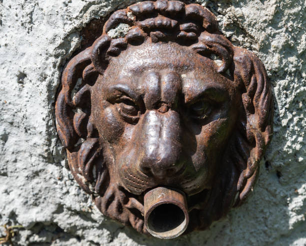 istock Fountain with muzzle of an iron lion 1256260530