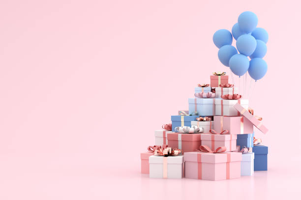 Mock up of gift box in minimal style. 3D rendering.