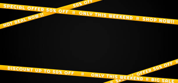 istock Special offer sale banner black background design shop line style 1256265807