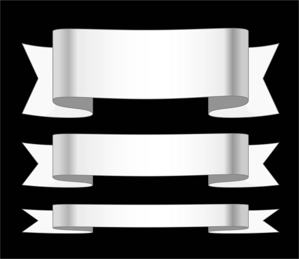 istock Set of vintage ribbons, retro style in black and white. 1256270513