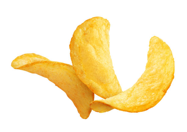 istock Group of delicious potato chips on white 1256272071