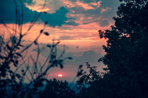 Sunset / sunrise over the dreamy landscape.