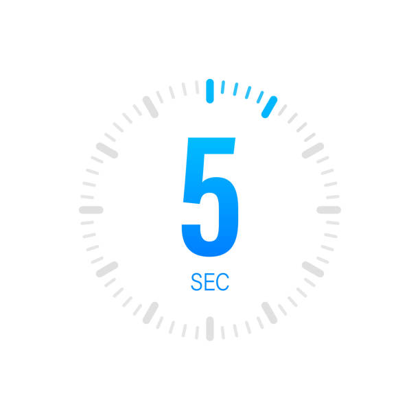 The 5 second, timer, stopwatch vector icon. Stopwatch icon in flat style. Vector stock illustration. The 5 second, timer, stopwatch vector icon. Stopwatch icon in flat style. Vector stock illustration five minutes timer stock illustrations