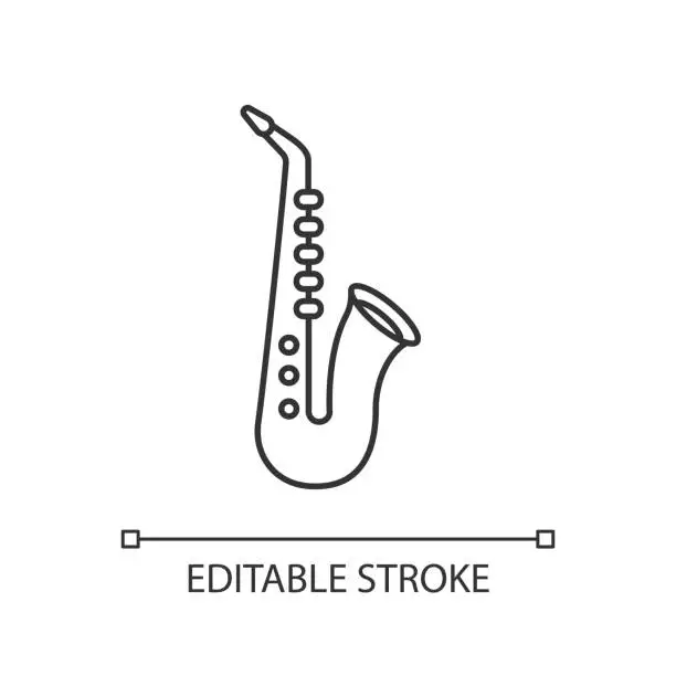 Vector illustration of Saxophone pixel perfect linear icon