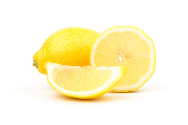 istock Group of lemons in close up, isolated on white background 1256277323