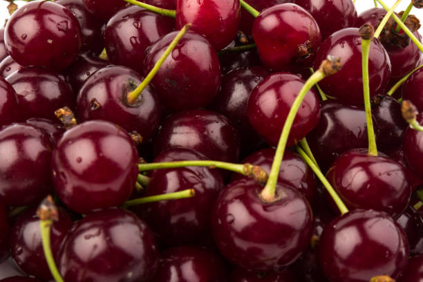 Juicy cherries isolated on white background.Cherry background. Cherries flat design.