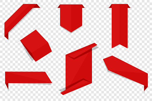 Red Tagging Graphics Set Of Red Tags Vector Labels And Badges Isolated On Transparent ...