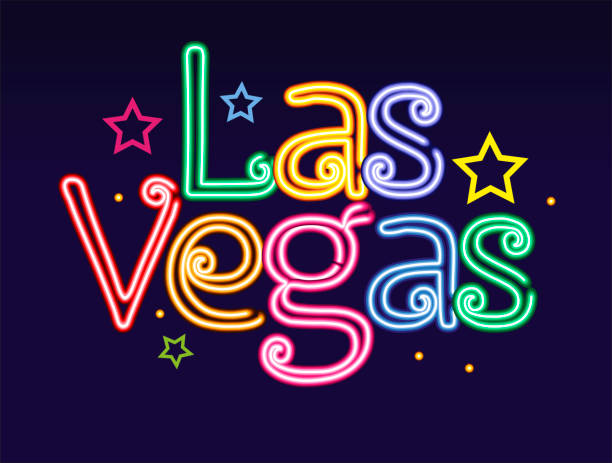 ilustraciones, imágenes clip art, dibujos animados e iconos de stock de señal de iluminación de neón de las vegas - vegas sign illustrations