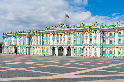 Saint Petersburg, Russia - June 2020: Winter Palace (State Hermitage museum) on Palace square