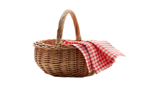 istock red napkin picnic basket isolated on white 1256283397