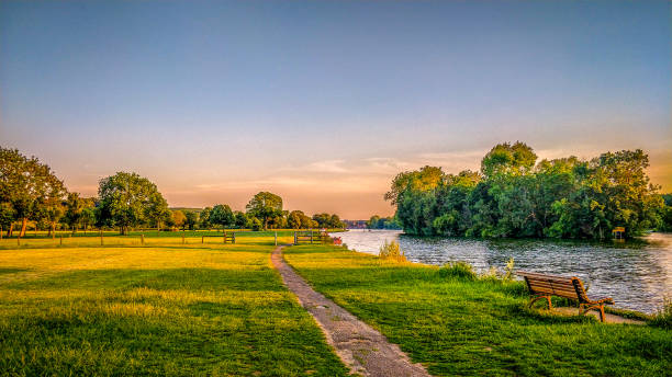 Temple Island Henley looking towards Henley Temple Island Henley looking towards Henley in oxfordshire thames valley stock pictures, royalty-free photos & images