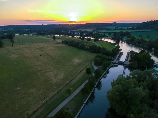 istock Hambledon on the River Thames at sunset 1256284443