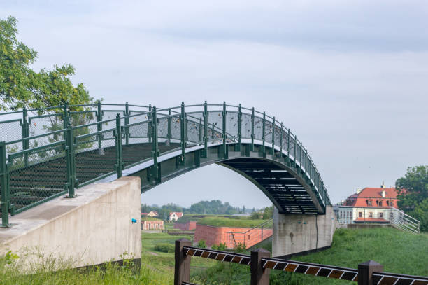istock Pedestrian bridge over railway track in Zamosc. 1256284580