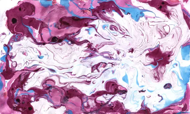 Photo of Purple Acrylic Organic Tie Dye, Art Fabric . Magenta Liquid Classic Artwork, Acrylic Paint Fluid, Magenta Flamingo Paint  ,Pink Dyed Wet Gradient.