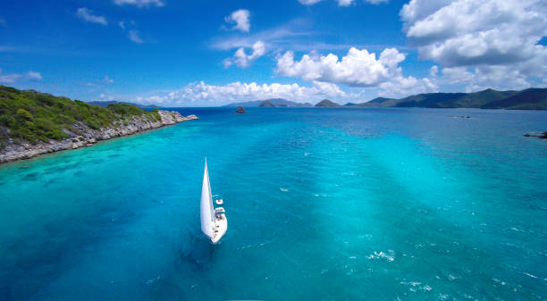 istock Sailboat sailing by Lovango Cay, Virgin Islands 1256288760