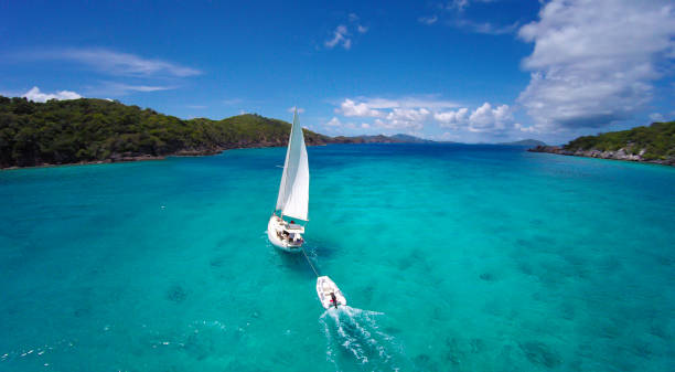 istock Sailboat sailing by Lovango Cay, Virgin Islands 1256291472
