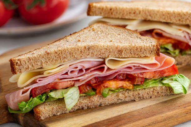 Ham and Cheese Sandwich on Whole Wheat Bread