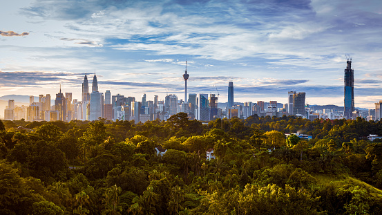 Amazing view of landscape over skyscraper of Kuala Lumpur City in Malaysia