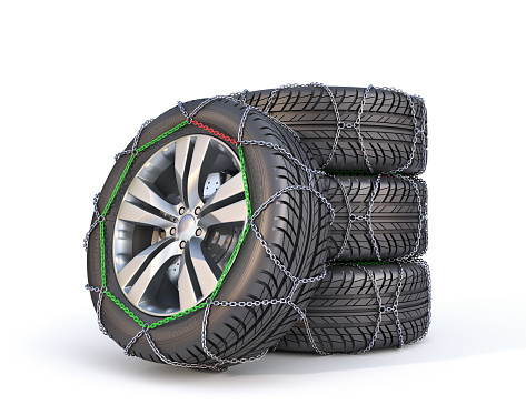 Stack of winter tires on a white background. 3d illustration