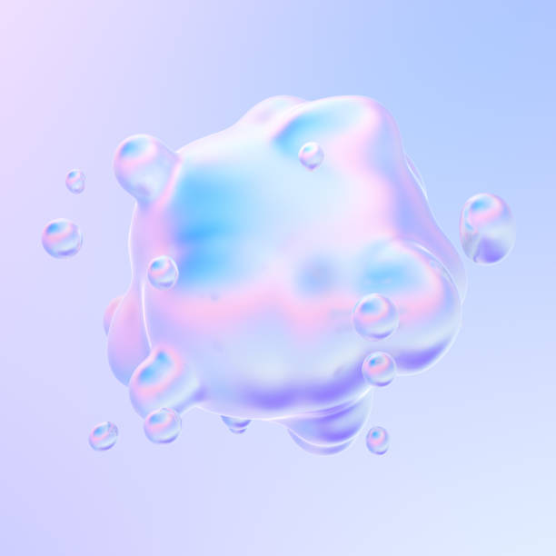 istock Abstract bright liquid metal holographic shape 1256293269